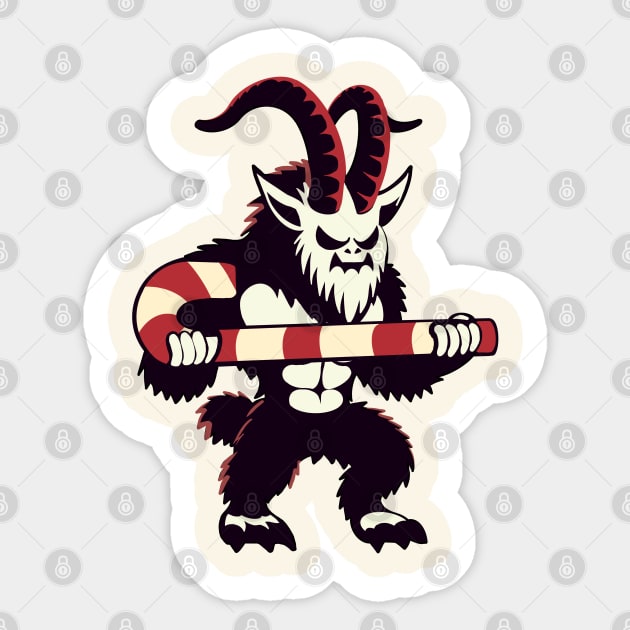 Krampus lifting candy canes at the gym Krampus Christmas Sticker